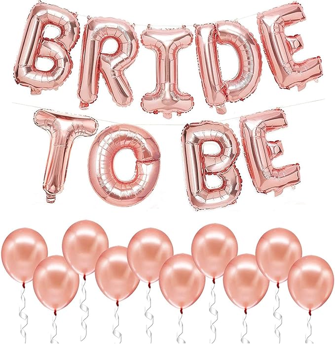 Big Rose Gold Bride To Be Balloons, 16 Inch - Bachelorette Party Decorations | Rose Gold Bride Balloons for Bridal Shower Decorations | RoseGold Bride To Be Balloon for Wedding, Bachelorette Balloons